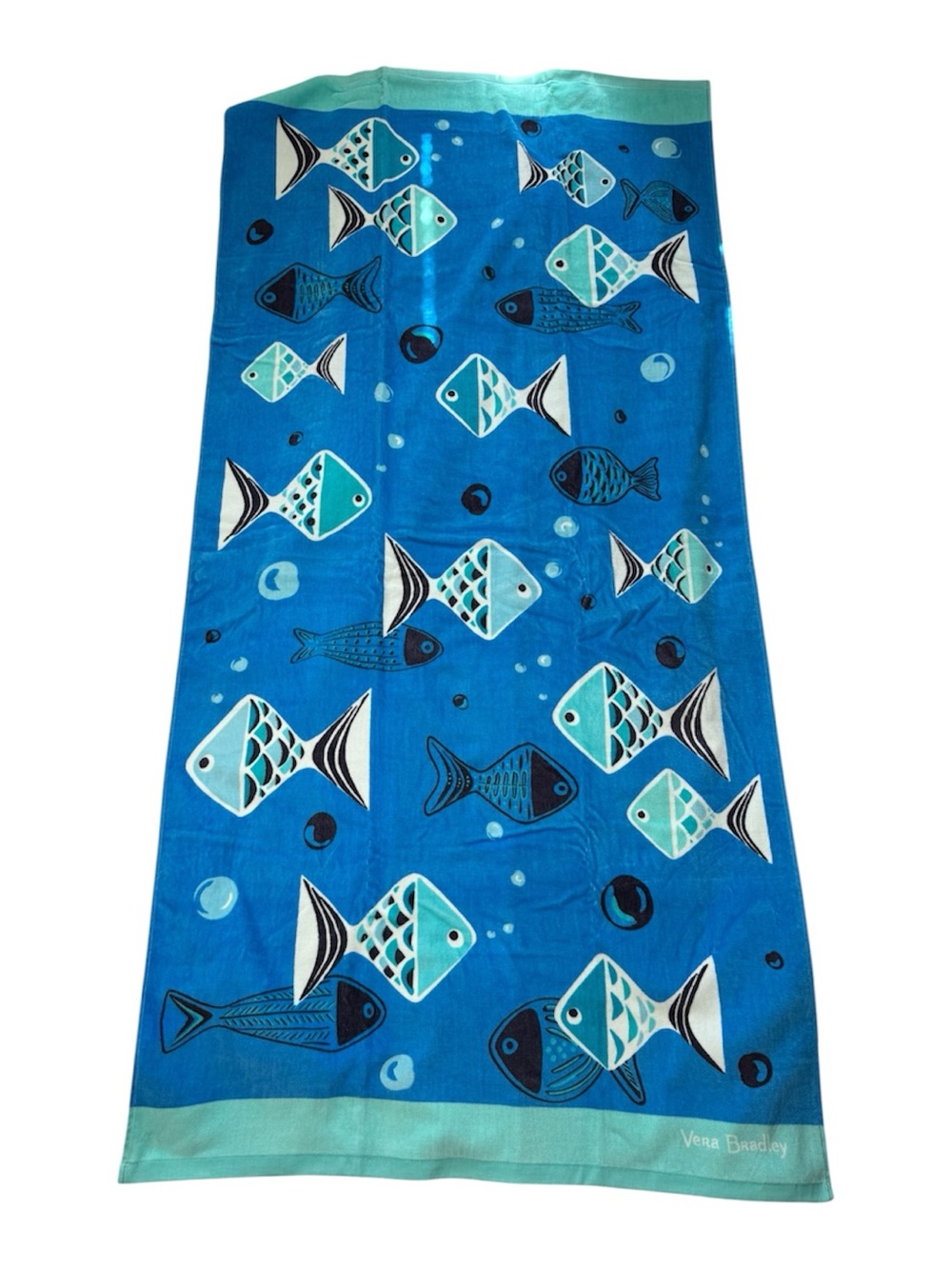 NWT Vera Bradley Go Fish Blue Beach Towel New Retired Pattern
